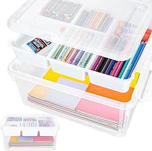 Kids Art Storage, Art Supply Organization, Sewing Supplies Storage, Plastic Storage Box, Storage Bins With Lids, Small Space Organization, Bead Sewing, Crayon Art, Box Organizer