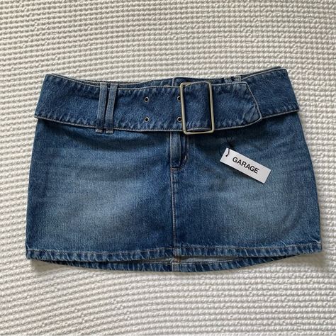 New With Tags Now Sold Out Tagged A Small But Fits More Like A Medium/Large Fits Low Rise Waist: 32” Hip: 39” Length: 12.5” Chunky Belt, Low Rise Skirt, Clothing Pieces, Denim Mini, Denim Mini Skirt, Jean Skirt, Low Rise, Dream Closet, Denim Skirt