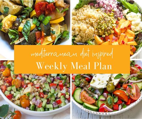 A weekly series where we share our family’s actual Mediterranean diet meal plan. The goal is to simply share meal and recipe ideas. Meal Plan 1600 Calories, Slow Cooker Ratatouille, Seasonal Produce Guide, Mediterranean Recipes Healthy, Meal Plan Week, Easy Egg Salad, Health Women, Mediterranean Diet Meal Plan, Wellness Selfcare