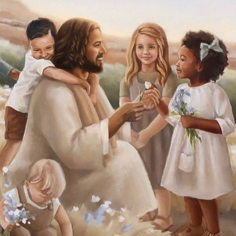 Jesus With Kids, Jesus With Child, Jesus And The Children, Heaven Illustration, Jesus With Children, The Kingdom Of Heaven, Christian Jokes, Jesus Christ Artwork, Pictures Of Christ