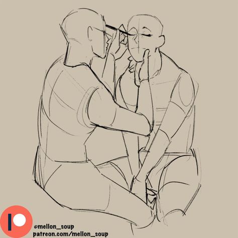 mellon_soup | pose reference drawings | Patreon Couple Refrences Pose Drawing, Mellon Soup Ref Couple, Drawing Templates Poses 2 People, Mellon Soup Couple Poses, Couple Character Poses, Siblings Reference Drawing, Couple Pose Ref Drawing, Looking At Hand Pose, Drawing Reference Poses Duo