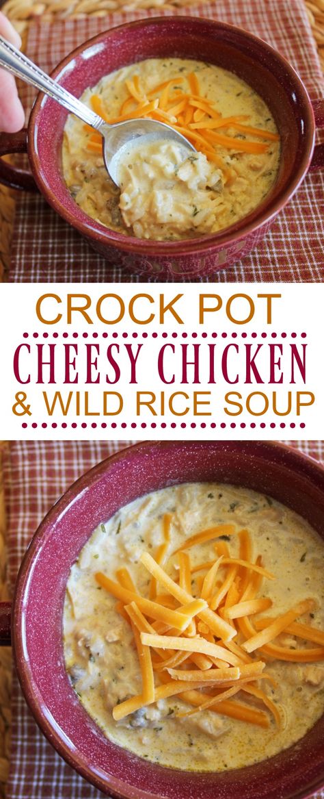 Cheesy Chicken and Wild Rice Soup (Crock Pot) – Jamie Cooks It Up Best Crock Pot Soup, Wild Rice Soup Crockpot, Rice Soup Crockpot, Crock Pot Cheesy Chicken, Soup Crock Pot, Chicken And Wild Rice Soup, Wild Rice Soup Recipes, Chicken Wild Rice Soup, Rice Soup Recipes