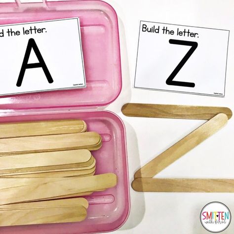 Task Completion Activities, Task Cards Preschool, Letter Table Top Activities, Hands On Task Boxes, Task Box Preschool, Task Box Activities, Multi Sensory Letter Activities, Prek Task Boxes, Popsicle Letters