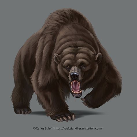 Cave Bear Art, Prehistoric Bear, Fantasy Bear Art, Bear Fantasy Art, Bear Dnd, Fantasy Bear, Bear Monster, Short Faced Bear, Brown Bear Art