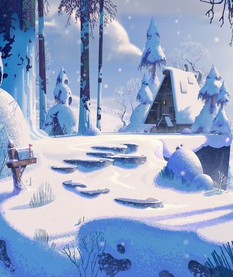 World of Our Fantasy — thecollectibles: Winter Wonderland by Gavin... Stylised Illustration, Environment Sketch, Snow Illustration, Winter Drawings, Illustration Tutorial, Snow Forest, Art Mignon, Snow Art, Snowy Landscape