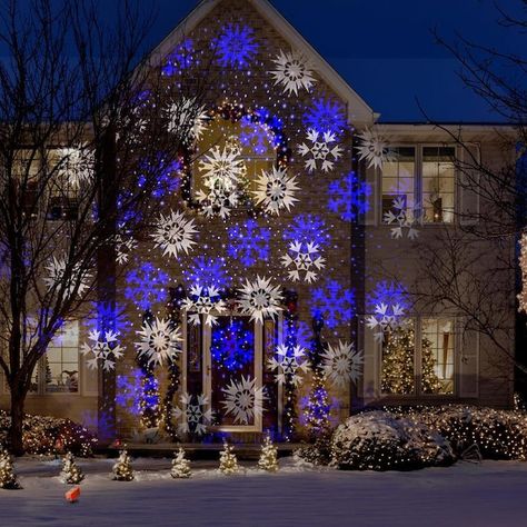 LightShow Swirling White/Blue LED Snowflakes Christmas Indoor/Outdoor Light Show Projector in the Light Show Projectors department at Lowes.com Snowflake Projector Lights, Blue And White Christmas Lights Outdoor, Blue And White Outdoor Christmas Lights, Blue Outdoor Christmas Lights, Blue Christmas Lights On House, Blue And White Christmas Lights, Gobo Lighting, Blue Christmas Lights, Christmas Projector