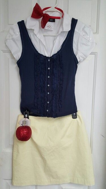 Diy snow white costume under $10 thrift shop Snow White Look, Snow White Casual Outfit, Snow White Outfit Aesthetic, Snow White Outfit Ideas Modern, Snow White Inspired Outfit Casual, Snow White Modern Outfit, Snow White Aesthetic Outfit, Snow White Diy Costume, Modern Snow White Outfit