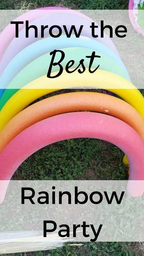 3rd Birthday Party Rainbow, Rainbow Birthday Party Food Ideas, Rainbow Unicorn Birthday Decorations, Rainbow Theme Party Games, Rainbow Party Activities For Kids, Outdoor Rainbow Birthday Party, Rainbow Birthday Activities, Rainbow Games For Kids, Rainbow Girls Birthday Party