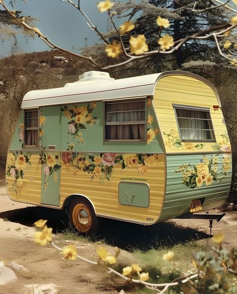 Old Caravan, Camper Home, Hippie Camper, Vintage Trailer Interior, Caravan Trailer, Camper Diy, Camper Art, Bus Living, Vintage Camper Remodel