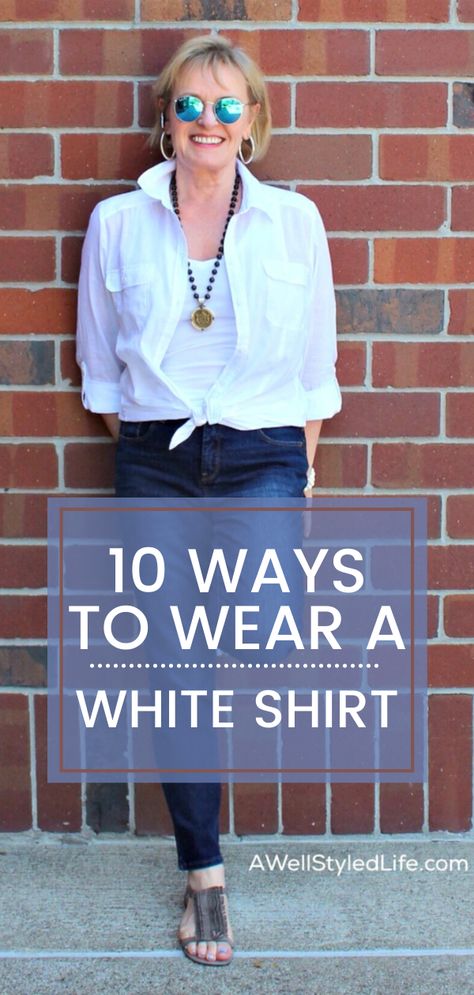 White Linen Shirts Women Outfits, Ladies White Shirt Outfit, Mens White Shirt Outfit Women, Styling A White Linen Shirt, White Shirts Outfits For Women, Denim With White Shirt, White Blouse With Jeans Outfit, White Blouse Layering Outfit, White Dress Shirt And Jeans Outfit