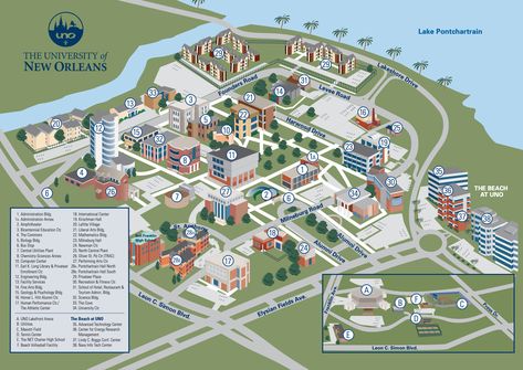 Isometric Map, Lake Pontchartrain, Architecture Drawing Plan, Campus Map, Rice University, Lake Shore Drive, Creative Hub, College Campus, University Campus