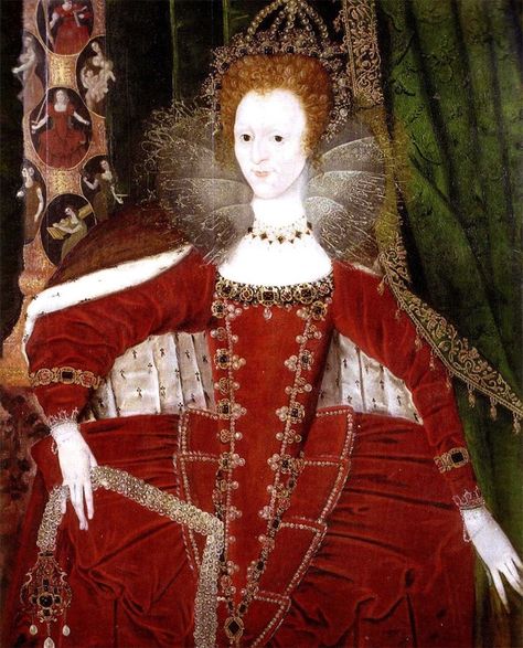 1596 Queen Elizabeth I (1533–1603) and the Cardinal and Theological Virtues by ? (Dover Collections - Dover UK) | Grand Ladies | gogm Borgias Costumes, Ratu Elizabeth, Queen Elizabeth 1, Elizabeth Tudor, Elizabeth 1, 16th Century Fashion, Elizabethan Era, Tudor Dynasty, Tudor Era