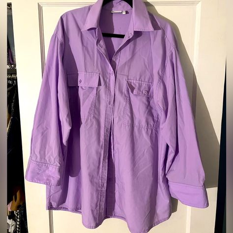 Asos Tops, Over Sized, Long Tshirt, Long Shirt, Purple Color, Color Purple, Button Downs, Lilac, Button Down Shirt