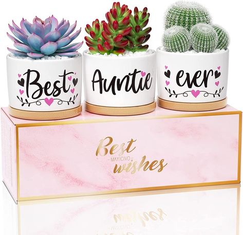 Best Aunt Gifts from Niece Nephew, Mothers Day Gifts for Aunt Auntie, Gift Boxed Aunt Birthday Gifts Auntie Mothers Day Gifts, Best Auntie Ever Gifts Succulent Pots for Plants Indoor Ceramic Planter - 𝘈𝘴 𝘢𝘯 𝘈𝘮𝘢𝘻𝘰𝘯 𝘈𝘴𝘴𝘰𝘤𝘪𝘢𝘵𝘦 𝘐 𝘦𝘢𝘳𝘯 𝘧𝘳𝘰𝘮 𝘲𝘶𝘢𝘭𝘪𝘧𝘺𝘪𝘯𝘨 𝘱𝘶𝘳𝘤𝘩𝘢𝘴𝘦𝘴. Xmas Gifts For Mom, Nurse Practitioner Gifts, Ceramic Succulent Pots, Best Wife Ever, Aunt Birthday Gift, Pots For Plants, Aunt Birthday, Teacher Birthday Gifts, Nurses Week Gifts