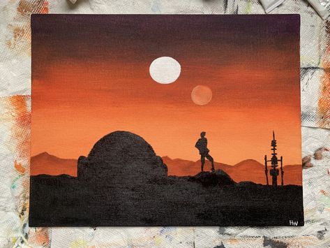 Star Wars Painting Acrylic, Star Wars Painting Ideas On Canvas, Simple Star Wars Painting, Painting Ideas Star Wars, Star Wars Painting Easy, Star Wars Painting Ideas, Star Wars Canvas Painting, Star Wars Art Painting, Star Wars Mural