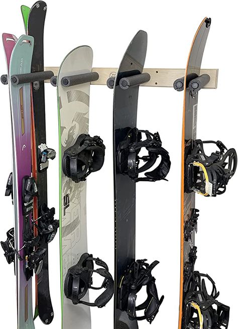 Amazon.com : Pro Board Racks Vertical Ski and Snowboard Storage Rack (Holds Up to 12 Pairs of Skis) : Sports & Outdoors Snowboard Holder Diy, Vertical Ski Rack, Ski Snowboard Storage, Snowboard Storage Ideas, Ski Mudroom Ideas, Snowboard Rack Diy, Ski And Snowboard Storage, Ski Equipment Storage, Ski Rack Garage