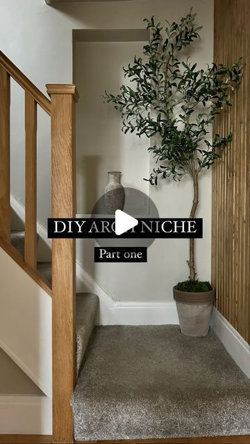 Abbey Brown - DIY | Reno | Upcycles | Styling on Instagram: "DIY ARCH NICHE part one…   Does anyone else have one of these random alcoves?   It has always been such a wasted space! We think it used to be a window to the kitchen. So I’ve finally decided to make it a feature of our hallway and create and arch with some floating wooden shelves that actually stands out rather than just a cut out in the wall!   It needs to dry for a few days and then the next step is to either continue filling or plaster the wall to smooth and then paint and make the floating shelves…   So follow along for part two 👀   What do you think so far?   #diyarch #archniche #diyarchniche #diyideas #diyhack #woodshelves #floatingshelves #hallwaydesign #archway #wallniche #simplediy #diyprojects" Arched Niche In Wall, Arched Wall Niche, Niche In Wall, Floating Wooden Shelves, Diy Arch, Wall Cut Outs, Wall Niche, Hallway Design, Instagram Diy