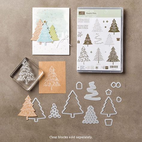 Stampin Up Peaceful Pines, Photo Album Craft, Stampin Up Christmas, Stencil Crafts, Christmas Stamps, Holiday Catalog, Christmas Star, Stamp Crafts, Stamping Up