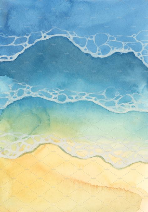 Watercolour Water Painting, Water Movement Drawing, Sea Water Drawing, Beach Waves Drawing, Water Texture Drawing, Smear Painting, Wave Painting Abstract, Watercolour Waves, Sea Illustration Art