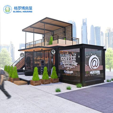 Shipping Container Restaurant, Shipping Container Cafe, Container Coffee Shop, Container Restaurant, Restaurant Plan, Mobile Coffee Shop, Container Cafe, Container Bar, Coffee Shop Interior Design