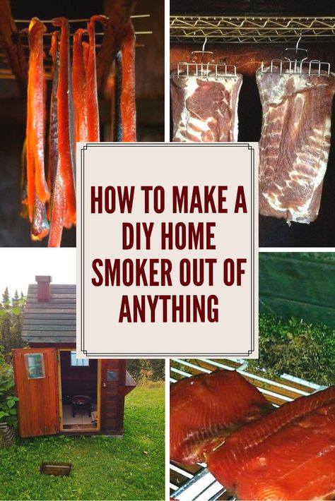 Smoking food at home just got easier. Learn how to make a DIY smoker out of just about anything. Build A Smokehouse Easy Diy, How To Make A Smoker Diy, Diy Smokers How To Build, Building A Smoker, Diy Meat Smoker, Diy Pellet Smoker, How To Make A Smoker, Cold Smoker How To Build A, Diy Smoker Homemade