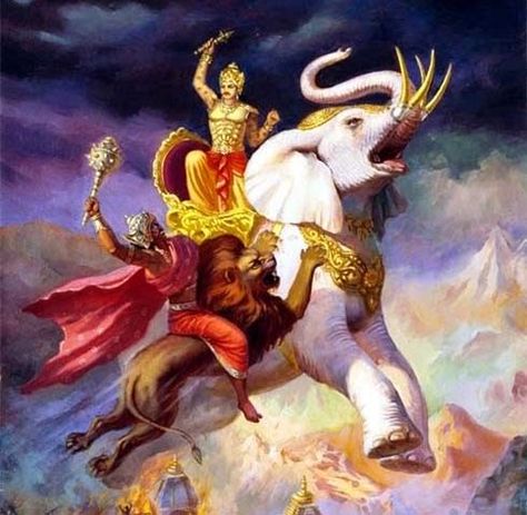 Hindu Blog: Airavat – About the White Elephant of Indra in Hindu Tradition - Airavata Hinduism Art, Vedic Art, Hindu Mythology, Lord Hanuman, Indian Paintings, Lord Krishna Images, God Pictures, Hindu Deities, Indian Gods