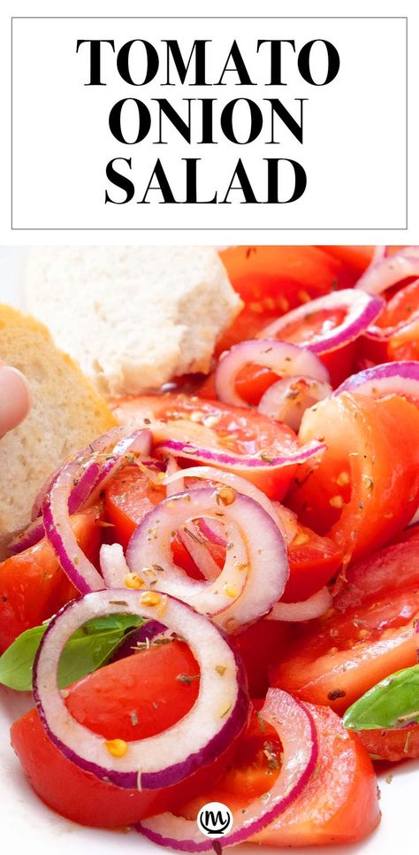 Close-up of a tomato salad with onion. Tomatoes And Onion Salad, Tomato Onion Salad, Chicken Rice Bake, Tomato And Onion Salad, Rice Bake, Tomato Salad Recipes, Fresh Salad Recipes, Cucumber Tomato Salad, Onion Salad