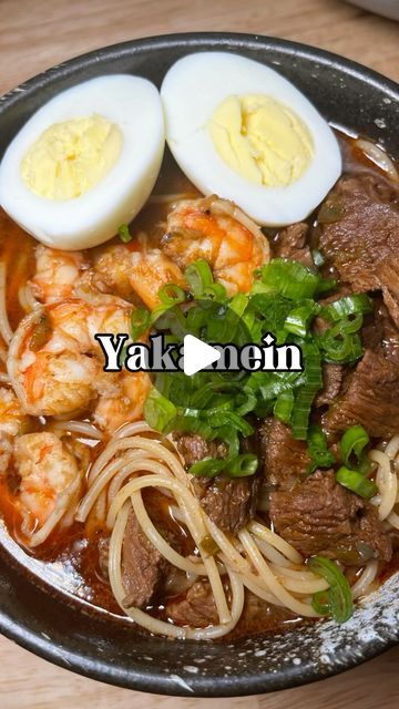 call me Candace 👩🏽‍🔬 on Instagram: "How to make Yakamein 🍜   SHOP my Hoodoo Creole seasoning via the 🔗 in my bio 🛍️   Yakamein recipe 🍜   For the beef:  * 1.5-2 lb of chuck roast, stew meat or country style short ribs, cut into cubes * 1 tbsp low sodium soy sauce * 1/2 tbsp Worcestershire sauce * 2 tbsp Hoodoo Creole seasoning or seasoning of choice * 1 bell pepper, diced * 2 stalks celery, diced * 1/2 white onion, diced  * 4 cups of beef broth * Adjust the stew to taste with additional Creole seasoning, soy sauce and Worcestershire sauce  For the Yakamein:   * 1 lb jumbo shrimp, peeled and deveined * 8 oz spaghetti noodles (or more if you prefer) cooked to al dente * 4 boiled eggs, cut in half * Green onion for garnish * Hot sauce for serving" Shrimp Yakamein Recipe, Yakamein New Orleans, Yakamein Recipe, Roast Stew, Beef Stew Meat Recipes, New Orleans Recipes, Creole Cooking, Stew Meat Recipes, Jumbo Shrimp