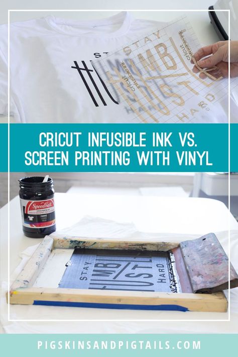 Cricut Infusible Ink vs. screen printing with vinyl and Speedball Ink. Comparing price, quality and more. #cricut #infusibleink Circuit Shirts, Cricut Tricks, Silk Screen Printing Diy, Vinyl Craft Projects, Cricut 3, Screen Printing Supplies, Country Designs, Crafts Cricut, Diy Screen Printing