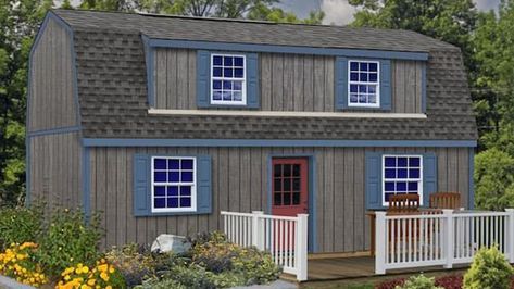 Home Depot is selling $20,661 flat-pack tiny home - it can be built 'like Ikea furniture' and comes with unique design | The US Sun Enclosed Stairwell, Windows With Shutters, L Shaped Stairs, Wood Shed Kits, Vinyl Sheds, Storage Shed Kits, Stair Kits, Roof Sheathing, Wood Storage Sheds