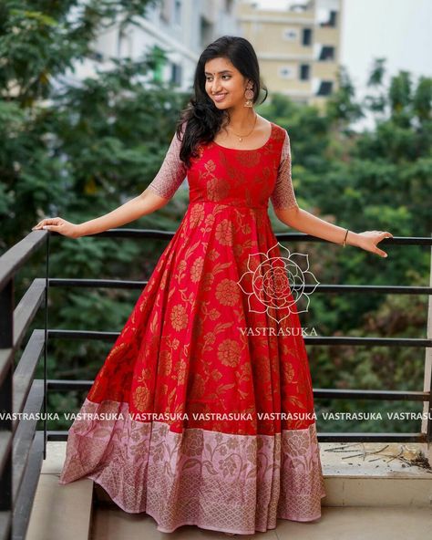 Pattu Long Frocks For Women, Long Frock Models, Long Frocks For Women, Baby Frock Design, Frock Models, Simple Frock Design, Long Frock Designs, Long Gown Design, Simple Frocks