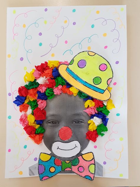 Clown Art Preschool, Circus Art And Craft, Carnaval Activities For Kids, Carneval Kids Crafts Ideas, Clown Crafts For Toddlers, Circus Themed Sensory Bin, Circus Ideas For Preschool, Circus Themed Art Projects, Fair Art Projects For Kids