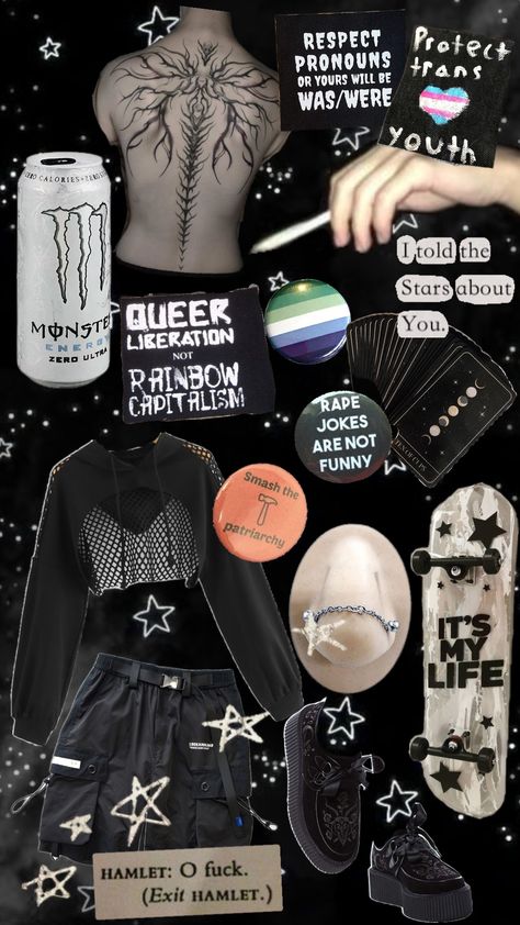 White monster as a person #emo #punk #aesthetic #monsterenergy #whitemonster #outfit #gay #queer Queer Punk Aesthetic, Emo Punk Aesthetic, Pinup Goth, Queer Aesthetic, Queer Punk, White Monster, Punk Aesthetic, Smash The Patriarchy, Monster Energy