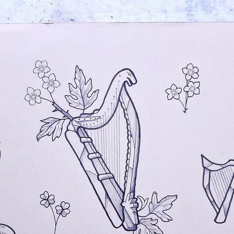 Aoife Tierney on Instagram: "Stained glass harp Flash available. Can also be done in colour if desired. Email to book in. Taking bookings for @goodtimestattoo . #harps #irishtattoo #ireland🍀 #tradflash #londonirish #londontattooartist #goodtimestattoo #irishtattoo #harpplayer" Harp Drawing, Harp Tattoo, Womb Tattoo, Harp Design, Celtic Harp, Irish Tattoos, Tattoo Board, London Tattoo, Design Tattoo