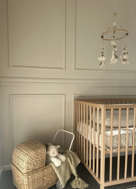 Neutral nursery inspiration Modern Nursery Room Design, Elegant Nursery Neutral, Nursery Wood Paneling, Nursery Millwork, Wainscot Nursery, Modern Nursery Room, Nursery Inspiration Neutral, Hunter Room, Lash Quotes