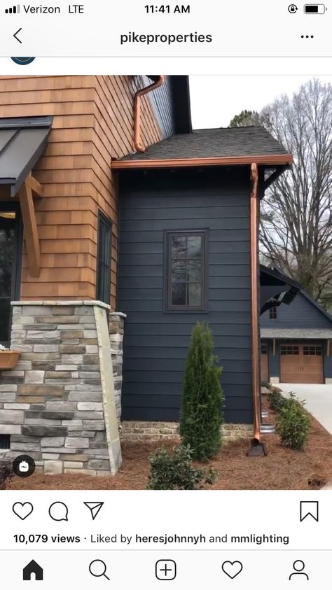 www.franklinpainting.com/ Contrasting Siding House, Black House Exterior Lights, Cedar House Exterior Accents, Black House With Natural Wood Accents, Dark And Cedar House Exterior, Cabins Exterior Colors, Black Siding Wood Accents, Raw Wood Exterior House, Charcoal House Exterior With Wood Accents