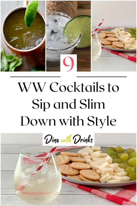 Collage of 4 ww cocktails. Ww Cocktails Drink Recipes, Weight Watcher Cocktails, Weight Watcher Alcohol Drinks Ww Points, Wine Substitute Drink, Weight Watcher Alcoholic Beverages, Ww Low Point Alcoholic Drinks, Ww Alcoholic Drinks, Weight Watchers Alcoholic Drinks, Low Cal Vodka Drinks