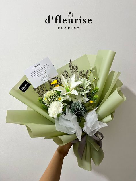 click link on bio for more info or order💫 #bouquet #buketbunga #flower #flowerbouquet #bouquetjakarta #bouquettangerang #aestheticflower #aestheticbouquet #moneybouquet #vaseflower #standingflower #snackbouquet #giftideas #romanticgift #aesthetic Green Money Bouquet, Sage Green Flower Bouquet, Sage Green Bouquet, Green Flower Bouquet, Sage Green Flowers, Money Bouquet, Green Bouquet, Boquette Flowers, Bouquet Flower