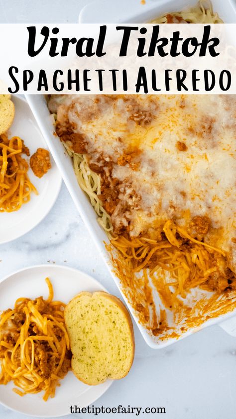 Creamy Baked Spaghetti Recipe, Tick Tick Pasta, Best Spaghetti Recipe With Alfredo, Spaghetti And Alfredo Pasta, Things To Do With Spaghetti Noodles, Spaghetti Noodle Casserole, Til Tom Spaghetti, Baked Spaghetti Alfredo Recipe, Spagetti Noodle Recipes Easy