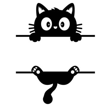 Funny Cat Silhouette, Pets Illustration Character Design, Fun Cat Illustration, Cat Clip Art Free, Cute Animal Silhouette, Cat Illustration Black And White, Kitten Character Design, Cute Black And White Clipart, Cat Graphic Design Poster