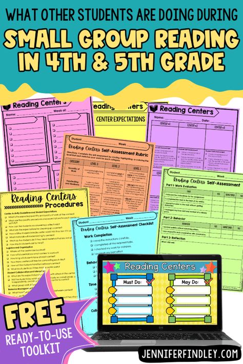 Want new ideas for what the other students can be doing during small group reading? This shares ideas and ways to present the tasks to students. Grade 5 Reading, Classroom Vibes, Small Group Reading Activities, Teaching Procedures, Assessment Rubric, Reading Stations, Teacher Toolkit, Partner Reading, Small Group Reading