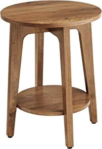 Amazon.com: VASAGLE Round End Table with Lower Shelf, Nightstand for Small Spaces, Modern Farmhouse Style, Rustic Walnut : Home & Kitchen Walnut End Table, Modern Farmhouse End Tables, Kids Play Furniture, Small Round Side Table, Wood Folding Table, Round Wood Side Table, Shelf Nightstand, Farmhouse End Tables, Bedroom Rustic