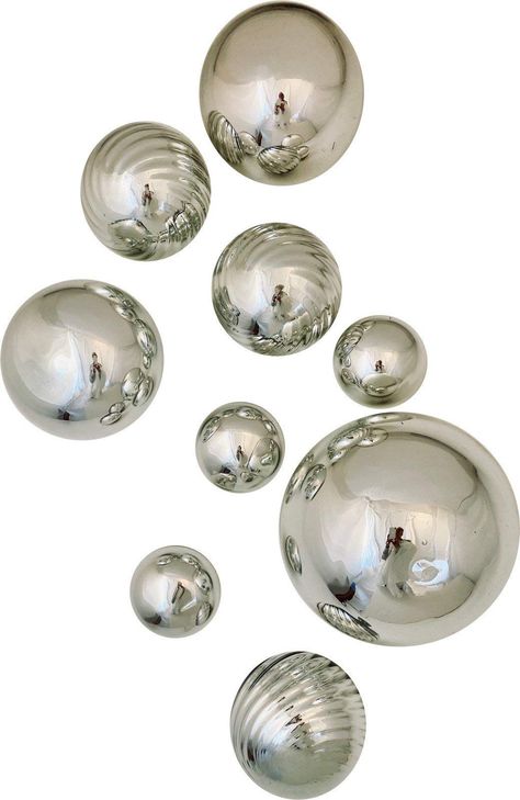 PRICES MAY VARY. This specific Set of Silver set of 9 pcs. Wall Spheres contains an assortment of decorative glass balls that can be placed on your wall and arrange the design to create an individual work of art. Your Silver Set of 9 includes: 3 - 3" Silver Plated Spheres 3 - 4.5" Silver Plated Twirled Spheres 2 - 6" Silver Plated Sphere 1 - 8" Silver Plated Hand-blown artisan glass spheres range in size from 3 inches (7.62cm) to 6 inches (15.24cm) in diameter. Hardware and installation instruct Wall Spheres, Silver Wall, Silver Walls, Decorative Spheres, Glass Balls, Handmade Modern, Wall Decor Set, Inspirational Wall Art, Modern Wall Decor