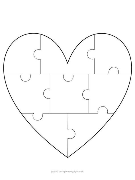 Jigsaw Puzzle Template, Puzzle Piece Template, Person Place Thing, Pola Kotak, Puzzle Template, Heart Puzzle, Printable Puzzles, صفحات التلوين, Character Education