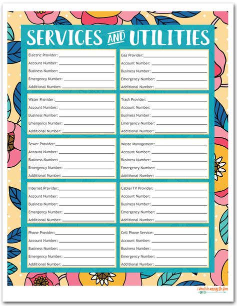 Free Important Contacts Printables includes a Service and Utilities Printable, too. These are perfect for a home binder system for easy home organization. Or, just stick these on the fridge for easy reference. Important Contacts Printable, Home Binder Ideas, Life Binder Ideas, Bill Organization Printables, Life Management Binder, Binder Printables Free, Binder System, Family Emergency Binder, Home Organization Binders