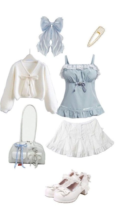 Blue Shoujo Girl Outfit, Summer Shojo Outfits, Shoujo Boy Outfit, Shoujo Outfit Ideas, Bonnie Core, Shojo Outfits, Shoujo Girl Outfit, Shoujo Fashion, Shoujo Outfits