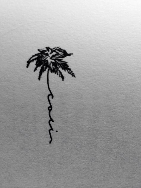 California palm tree tattoo Palm Tree With Initials Tattoo, Moon And Palm Tree Tattoo, Cali Inspired Tattoos, California Style Tattoo, Tattoos For California, California Tatoos Ideas, Cali Tattoo Ideas Small, California Tatoos Small, California Minimalist Tattoo