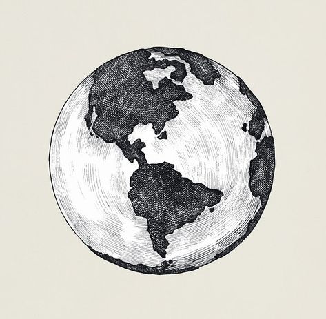 Earth Drawing Black And White, Earth Globe Tattoo, Earth Pencil Drawing, Earth Illustration Art, Meditation Drawings, World Globe Illustration, Globe Black And White, Earth Black And White, Sphere Drawing