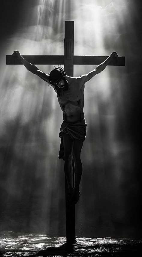 Save & Follow JesusVerse for daily inspiration as we reflect on this profound black and white crucifixion scene, illuminated with dramatic lighting. "Father, forgive them; for they know not what they do." - Luke 23:34. Let the somber tones and intense shadows remind us of His sacrifice and love. Join our community and spread His word. #Faith #ChristianArt #JesusLove #BibleVerse #GoodFriday #Inspiration #JesusVerse #Crucifixion #DivineLight Biblical Scenes, Father Forgive Them, Powerful Photos, Christian Wallpapers, Jesus Christ Superstar, Pictures Of Jesus Christ, Jesus Face, Sell Photos, Dramatic Lighting