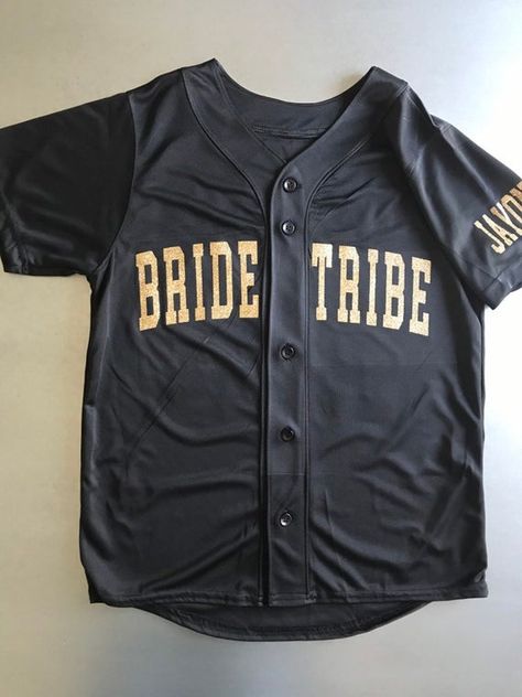 Bride Tribe Baseball Jersey Personalized For Bridal Party / Last Name and Wedding Year on back Bride Baseball Jersey, Baseball Bachelorette Party, Bride Jersey, Fall River Ma, Bridal Boxes, Bachelorette Party Outfit, Fall River, Bach Party, Wedding Vibes